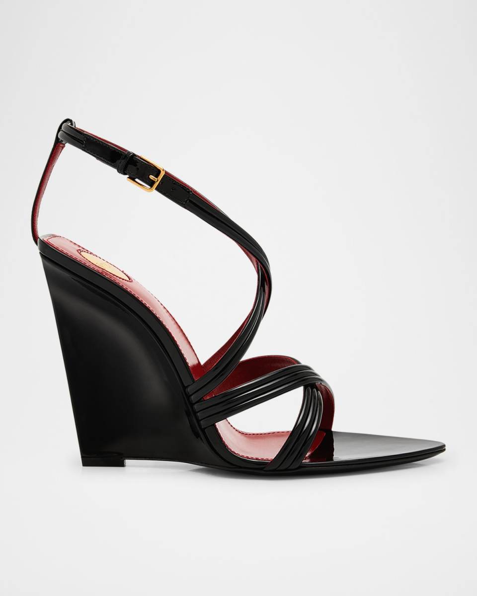 Rossi Leather Crisscross Wedge Sandals